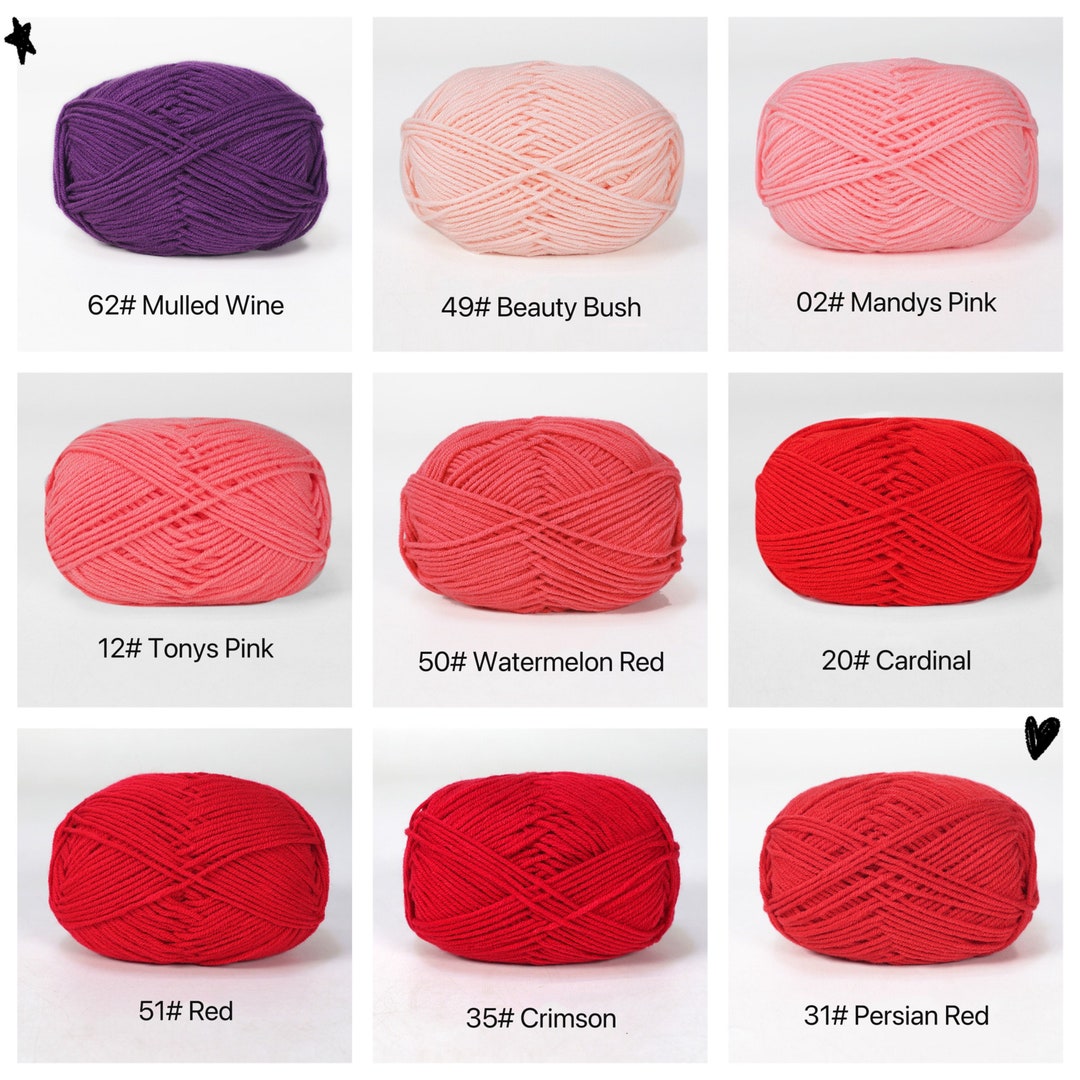 Red Wool Dk Red Cotton Blend DK Yarn: Crochet Knitting, 50g Ball - Etsy