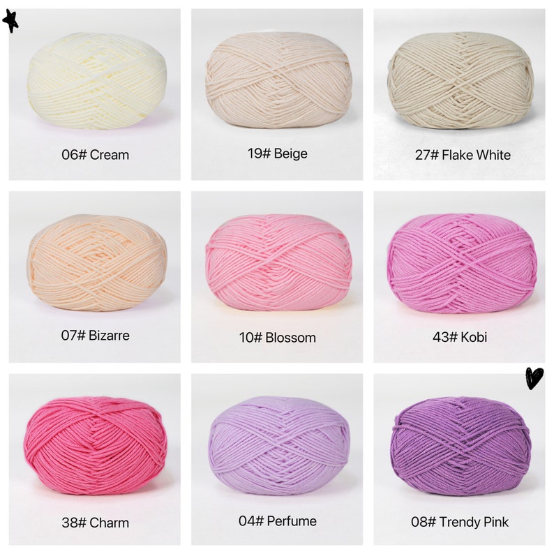Premium Milk Cotton Yarn in 86 Beautiful Colors DK Weight 80% Cotton 50g weight Ideal for Crochet 2mm-3mm Hook image 4