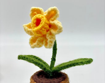 Handcrafted Crocheted Daffodils Mini Decor | Spring Table Centerpiece | Home and Office Decoration