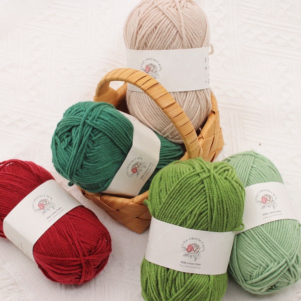 Premium Milk Cotton Yarn in 86 Beautiful Colors - DK Weight - 80% Cotton  - 50g weight - Ideal for Crochet (2mm-3mm Hook)