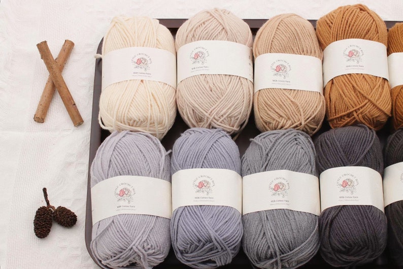 Premium Milk Cotton Yarn in 86 Beautiful Colors DK Weight 80% Cotton 50g weight Ideal for Crochet 2mm-3mm Hook image 1
