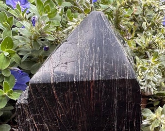 Black Tourmaline Point | Tourmaline Point | Tourmaline and Red Hematite | Polished | Raw Tourmaline