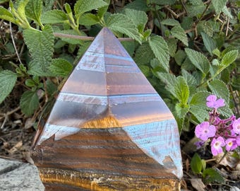 Tigers Iron Point | Gold Tigers Eye, Hematite | Tigers Iron Tower | Raw | Polished