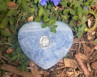 X-Large Blue Calcite Heart | Calite Heart | Polished Blue Calcite | Polished Heart | Blue Calcite