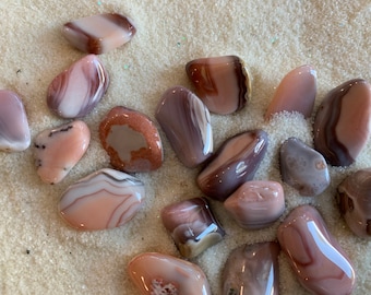 Pink  Botswana Agate Tumbled Stone, XS Pink Agate Botswana Tumble