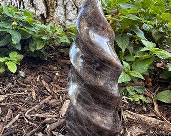 Black Moonstone Flame | Moonstone Flame | Polished Black Moonstone