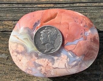 Pink Agate and Chalcedony Palm Stone | Cotton Candy Agate | Polished Palm Stone | Polished Agate | Polished Chalcedony