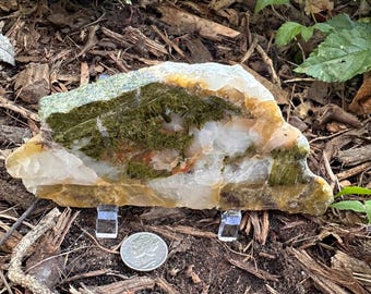 Epidote Slab | Epidote and Quartz Slab | Polished Epidote and quartz