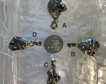 Meteorite Pendant, Sterling Silver Meteorite Pendant, Bezel Set Meteorite Sterling Silver Pendant