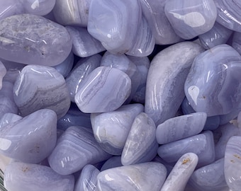Blue Lace Agate Tumble, Small Blue Lace Agate Tumbled Stone, Blue Lace Agate A Grade