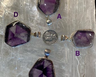 Trapiche Amethyst Pendant, Trapiche Amethyst Pendant, Sterling Silver Amethyst Pendant, Bezel Set Sterling Silver Pendant