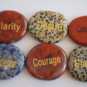 Clarity Word Stone, Compassion Word Stone, Confidence  Gemstone, Courage Word Stone, Desire Word Stone, Energy Word Stone