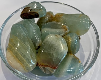 Large Lemurian Aquatine Calcite Tumbled Stone