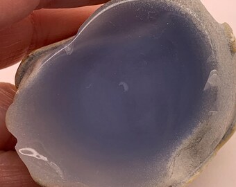Blue Chalcedony Geode, Polished Chalcedony Geode Half