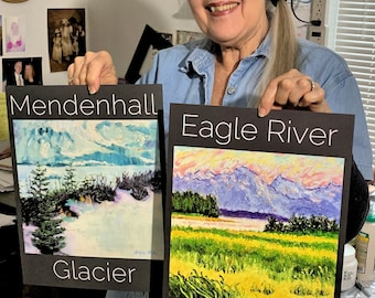 TWO ART POSTERS: Mendenhall Glacier and Eagle River from my Original Paintings
