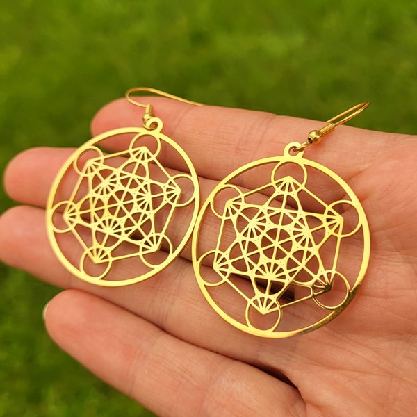 Metatron  Cube Sacred Geometry Earrings. Metaphysical jewelry.   Metatron earrings. The symbol of the Universe. Stainless steel