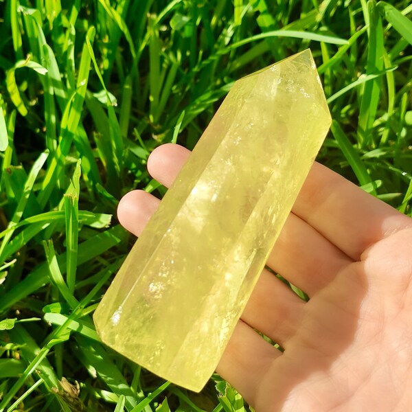 Citrine Lemon Obelisk Tower. Natural Healing Crystal. Citrine Obelisk, Solar Plexus Manipura Chakra, Wealth Money Crystal, Reiki Energy