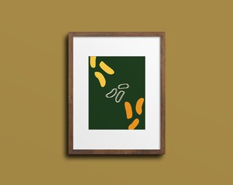 Natürliche Flecken Kunstdruck, Muster, geschichtete Formen, abstrakte Formen Poster, warme Wandkunst, Erde Ton, grüner Druck, Boho Form Kunst, minimal