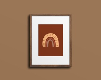 Neutrale Regenbogen Kunstdruck, geschichtete Formen, abstrakte Formen Poster, warme Wandkunst, Erde Ton, Terrazzo Druck, Boho Form Kunst, minimalistisch