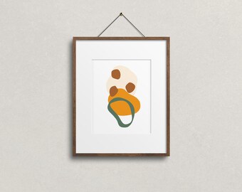 Schleifen Kunstdruck, Schleifen, geschichtete Formen, abstrakte Formen Poster, warme Wandkunst, Erde Ton, Terrazzo Druck, Boho Form Kunst, himmlische