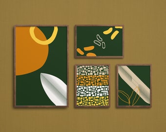 Speer Pixel Sammlung Kunstdrucke, grün, geschichtete Formen, abstrakte Formen Poster, warme Wandkunst, Erde Ton, Boho Form Kunst, minimalistisch