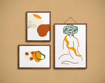 Warme Lady Loop Sammlung Drucke, geschichtete Formen, abstrakte Formen Poster, warme Wandkunst, Erde Ton, Terrazzo Druck, Boho Form Kunst, Nuetral