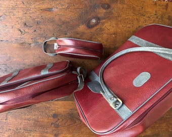 Vintage Luggage Set: Suitcase, Carry-On, Cosmetic Bag – Retro Weekend Travel