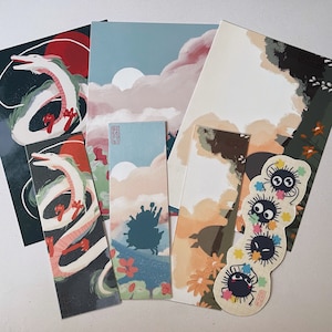 Stylized anime landscape bookmarks