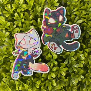 Meows Morales and Gwen Holographic Sticker