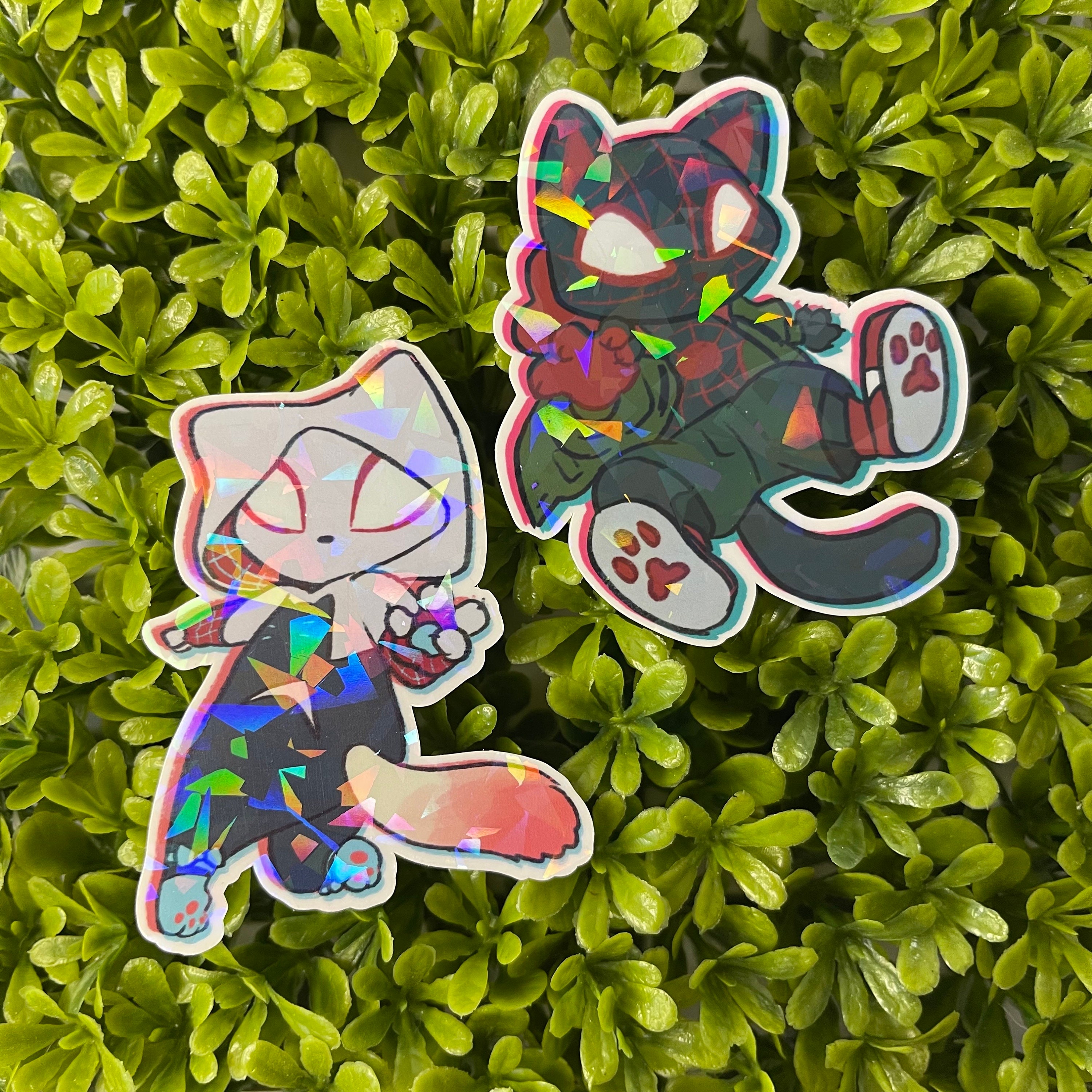 Meows Morales and Gwen Holographic Sticker