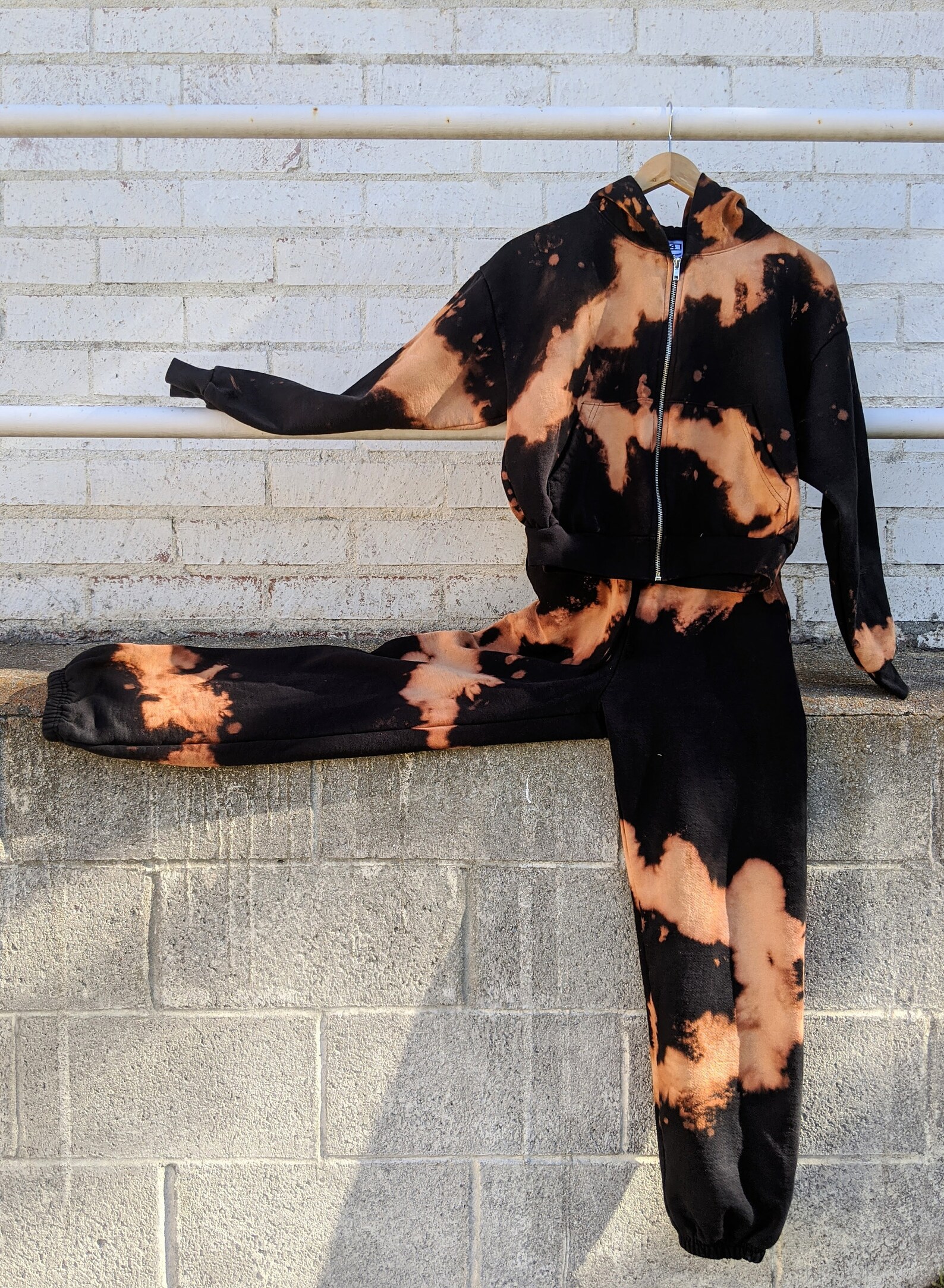 Bleach Dye Sweatsuit Set / Cropped Hoodie and Sweatpants / Etsy