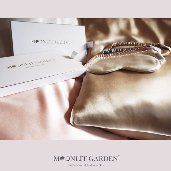MOONLIT GARDEN Luxury Both-Sided 100% Mulberry Silk Pillowcase Genuine Pure Silk Pillow Case Anti-wrinkle Skin Best Gift