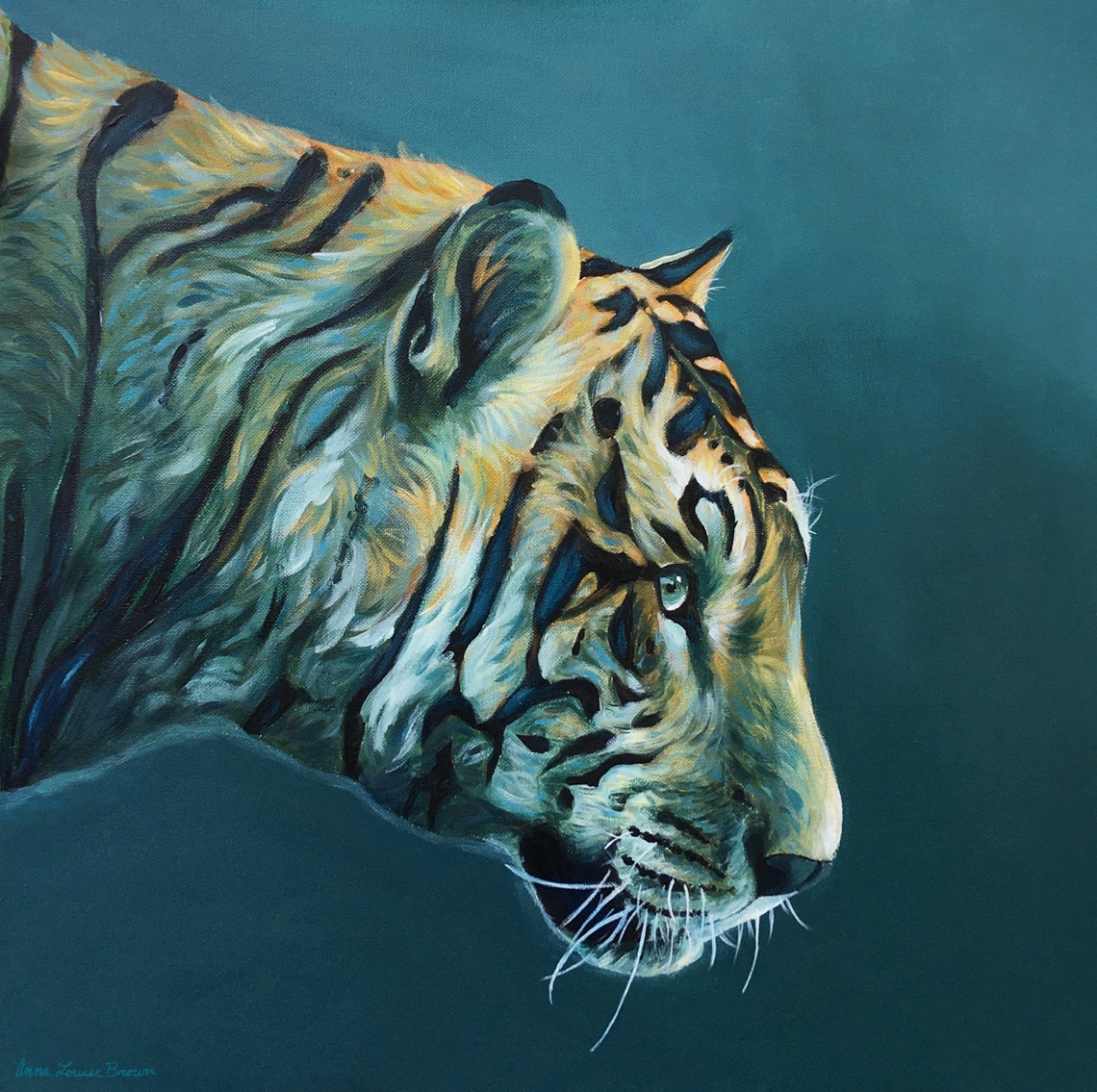 Oceanic Tiger Fine Art Print blue tiger big cat artwork Etsy