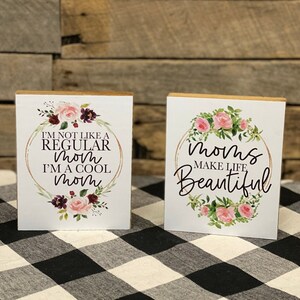 Mamans disant des panneaux de bloc en bois, cadeau de fête des mères, signe de fête des mères, signe de maman cool, mamans font belle vie signe, mini signe de fête des mères