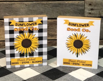 Sunflower Seed Co. Block Sign, Fall Sunflower Sign, Fall Farmhouse Decor, Sunflower Decor, Handpicked Sunflowers, Country Sunflower Decor