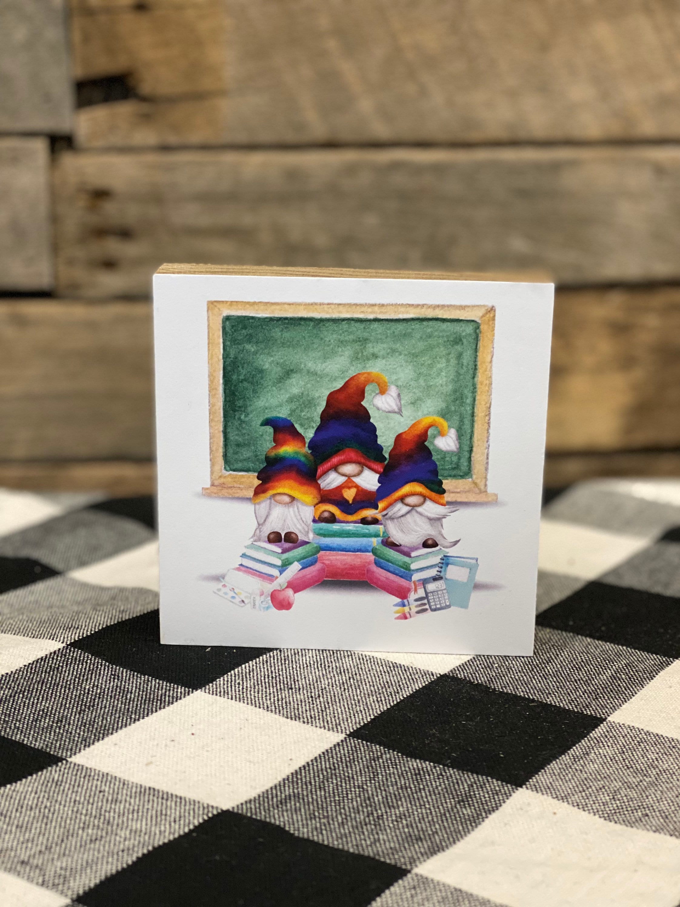 Chalkboard School Gnomes Wooden Block Sign School Gnome Etsy
