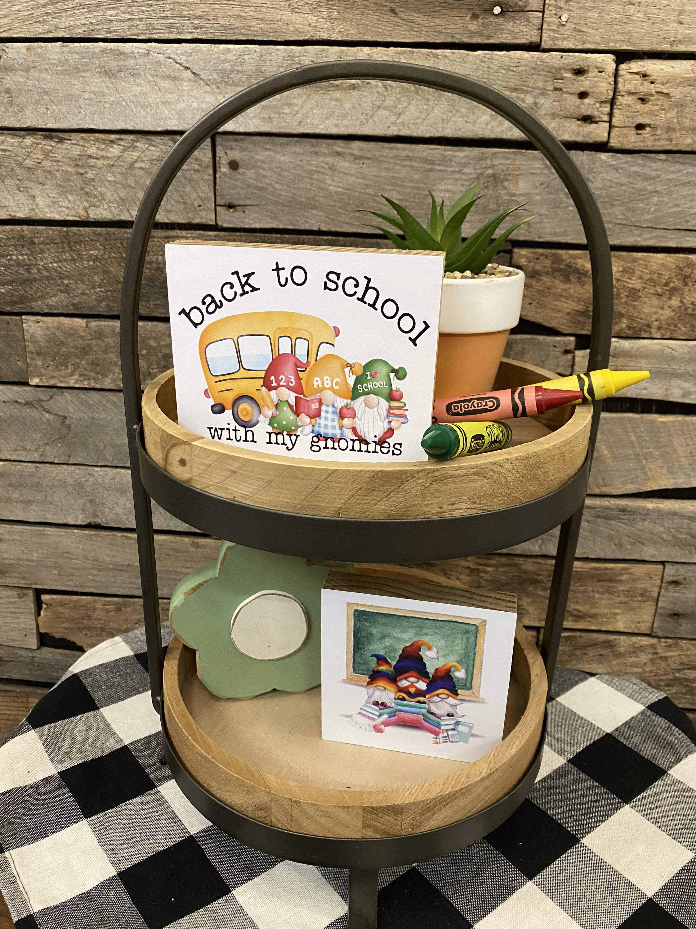 Chalkboard School Gnomes Wooden Block Sign School Gnome Etsy