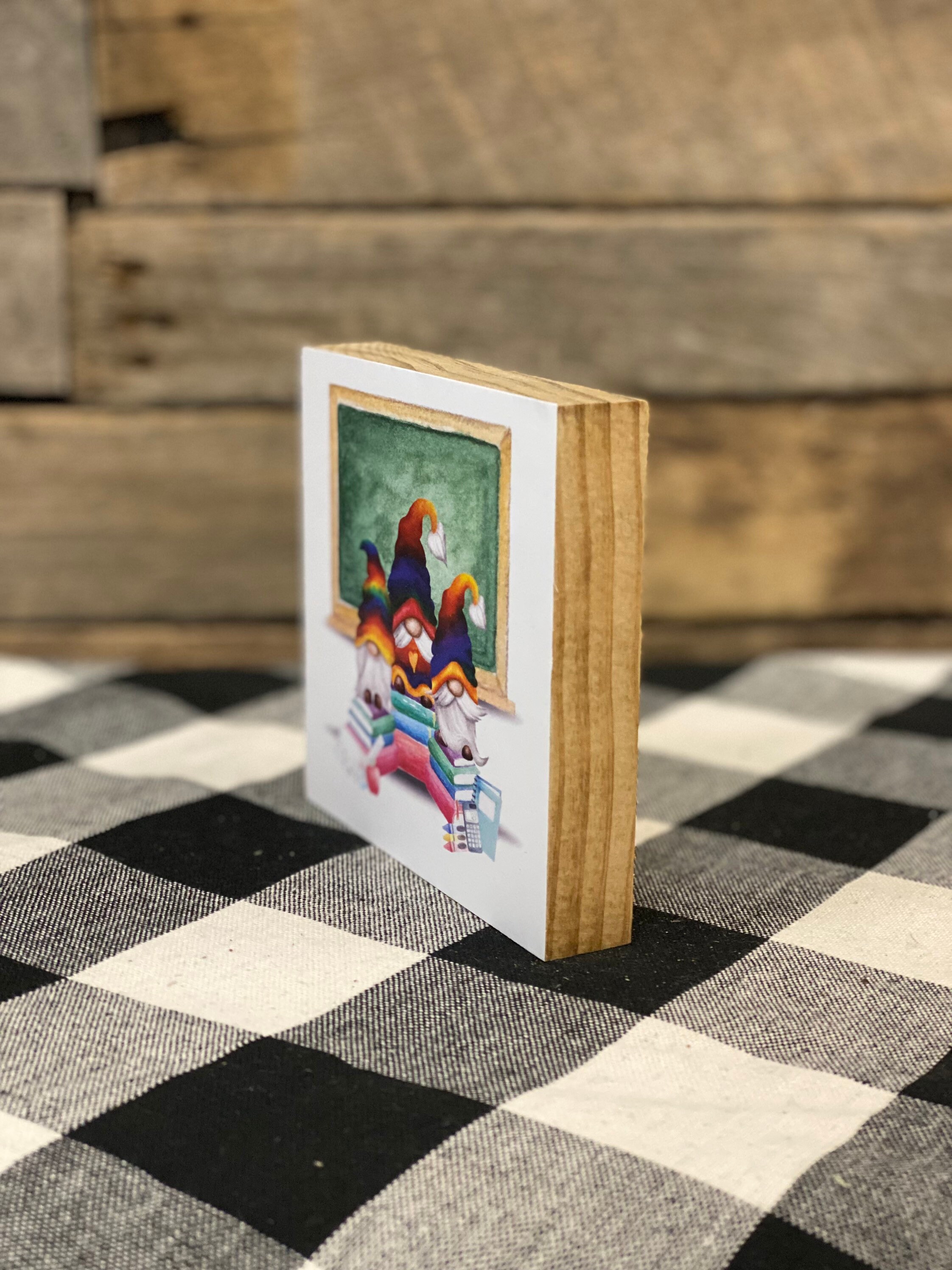 Chalkboard School Gnomes Wooden Block Sign School Gnome Etsy