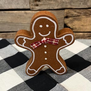 Brown wooden gingerbread man, Kitchen Decor, Gingerbread Man, Christmas Tiered Tray, Country Home Decor