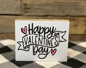 Valentines Day Wooden Block Sign: Tiered Tray Decor