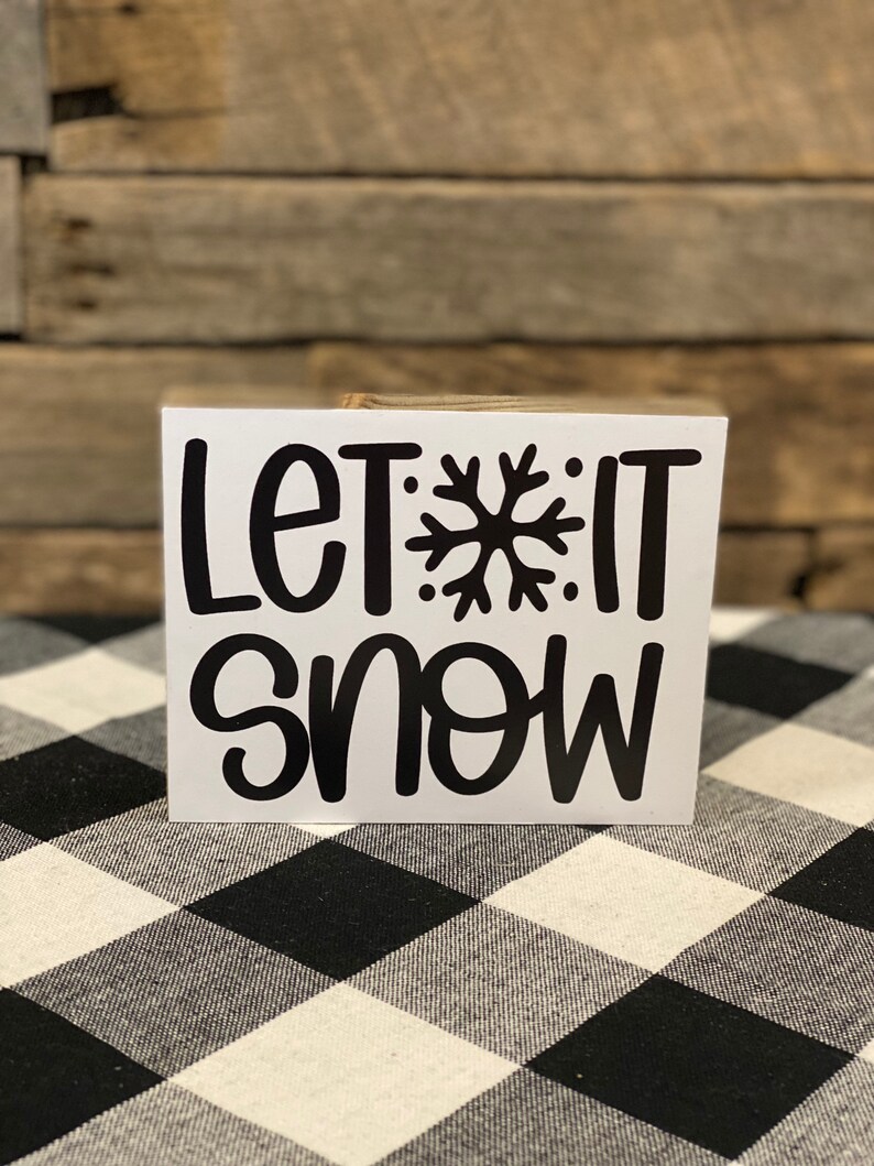 Let It Snow Wooden Block Sign Christmas Tiered Tray Winter - Etsy