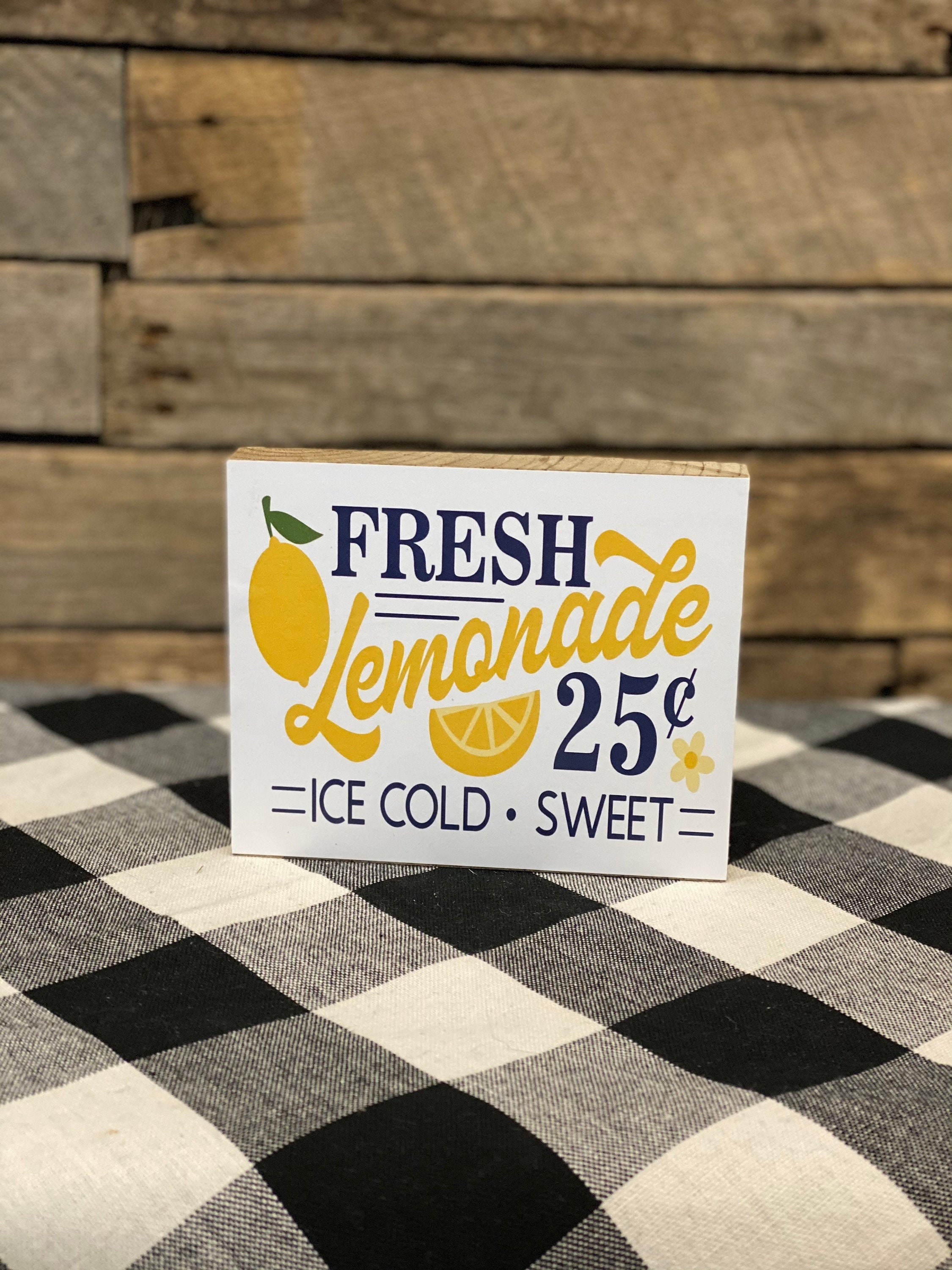 Fresh Lemonade Wooden Block Sign, Lemon Home Decor, Lemon Tiered Tray…