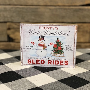 Frostys Winter Wonderland Wooden Block Sign, Christmas Snowman Decor, Snowmen Tiered Tray, Tiered Tray Decor, Tiered Tray Signs