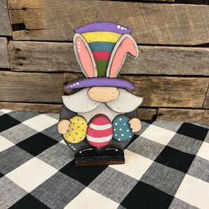 Painted Easter Bunny Gnome, Easter Gnome, Layered Gnome Craft, Easter Home Decor, Spring Decor, Spring Gnome, Easter Eggs, Gnome Decor
