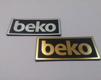 BEKO logo,badge,decal,sticker,aufkleber silver or gold//black 56x24mm