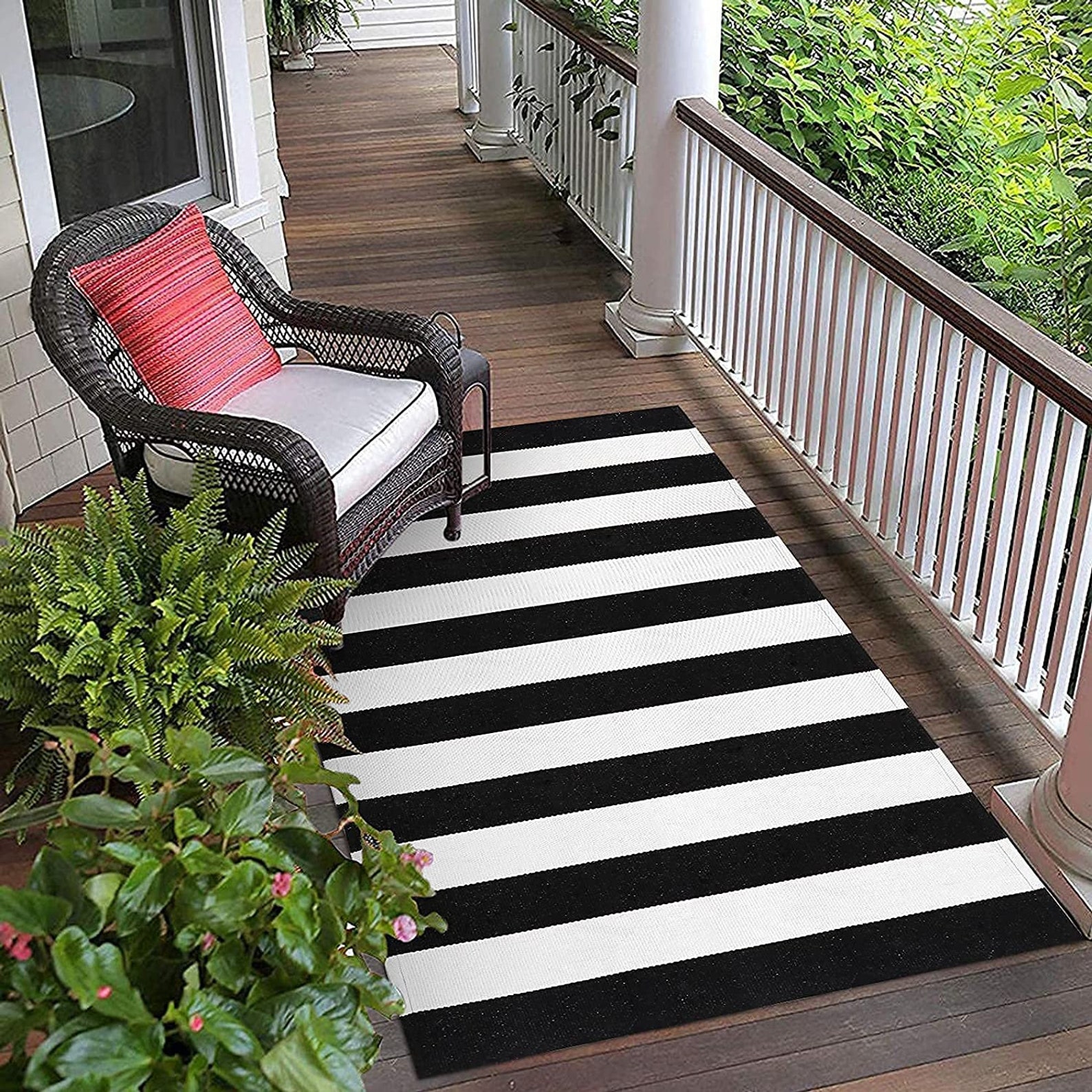 Black and White Striped Area Rug 27x44.5 Front Porch Rug Etsy