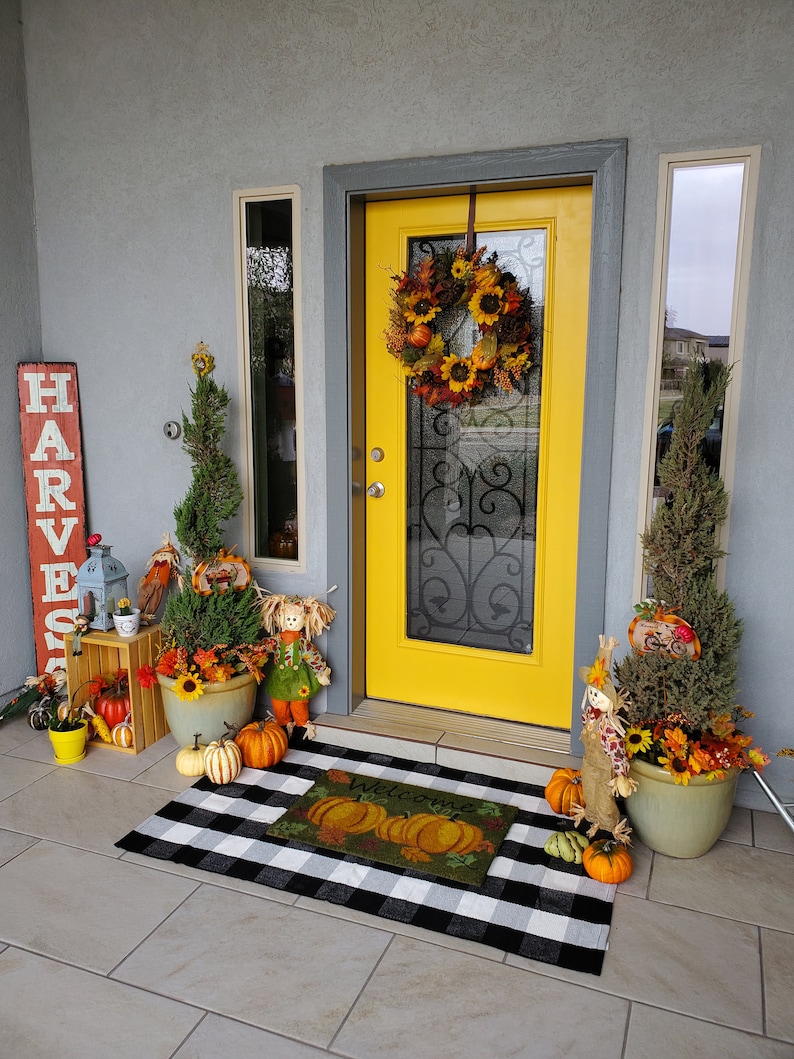 Gray and White Plaid Rug Indoor Porch Checkered Rug Washable Etsy