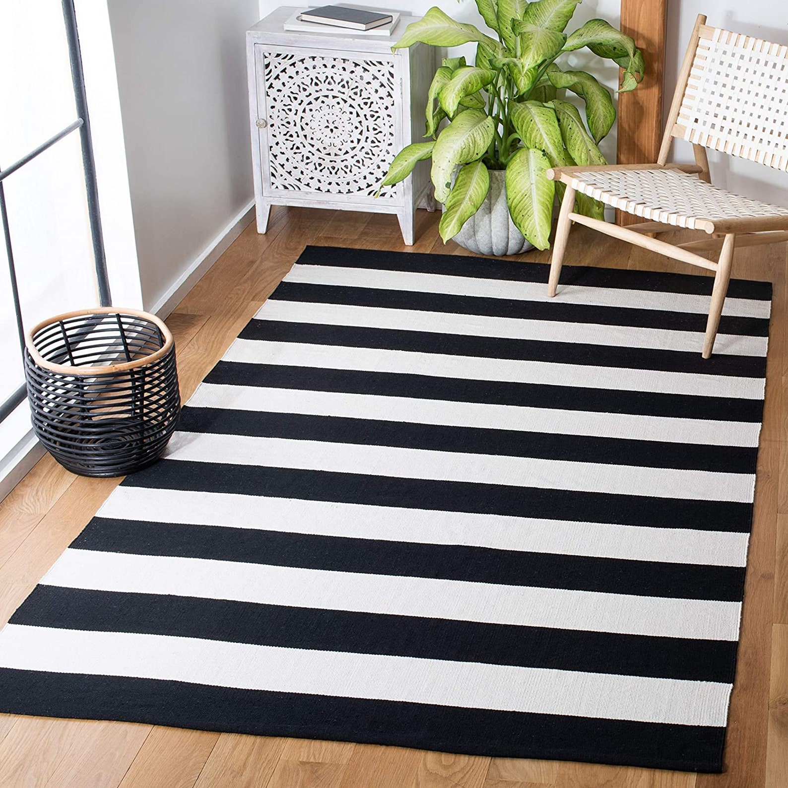 Black and White Striped Area Rug 27x44.5 Front Porch Rug Etsy