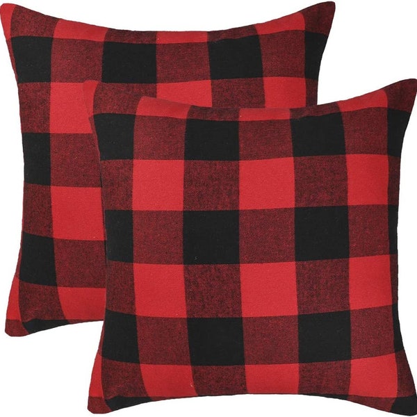 Buffalo Checkered Plaid Throw Pillow Cover| Outdoor Pillow Cover | Outdoor Cushion |Buffalo Plaid Decor | Buffalo Check Pillow Cover 18"x18"