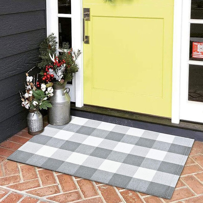 Buffalo Plaid Rug Black and White Check Rug Buffalo Plaid Etsy